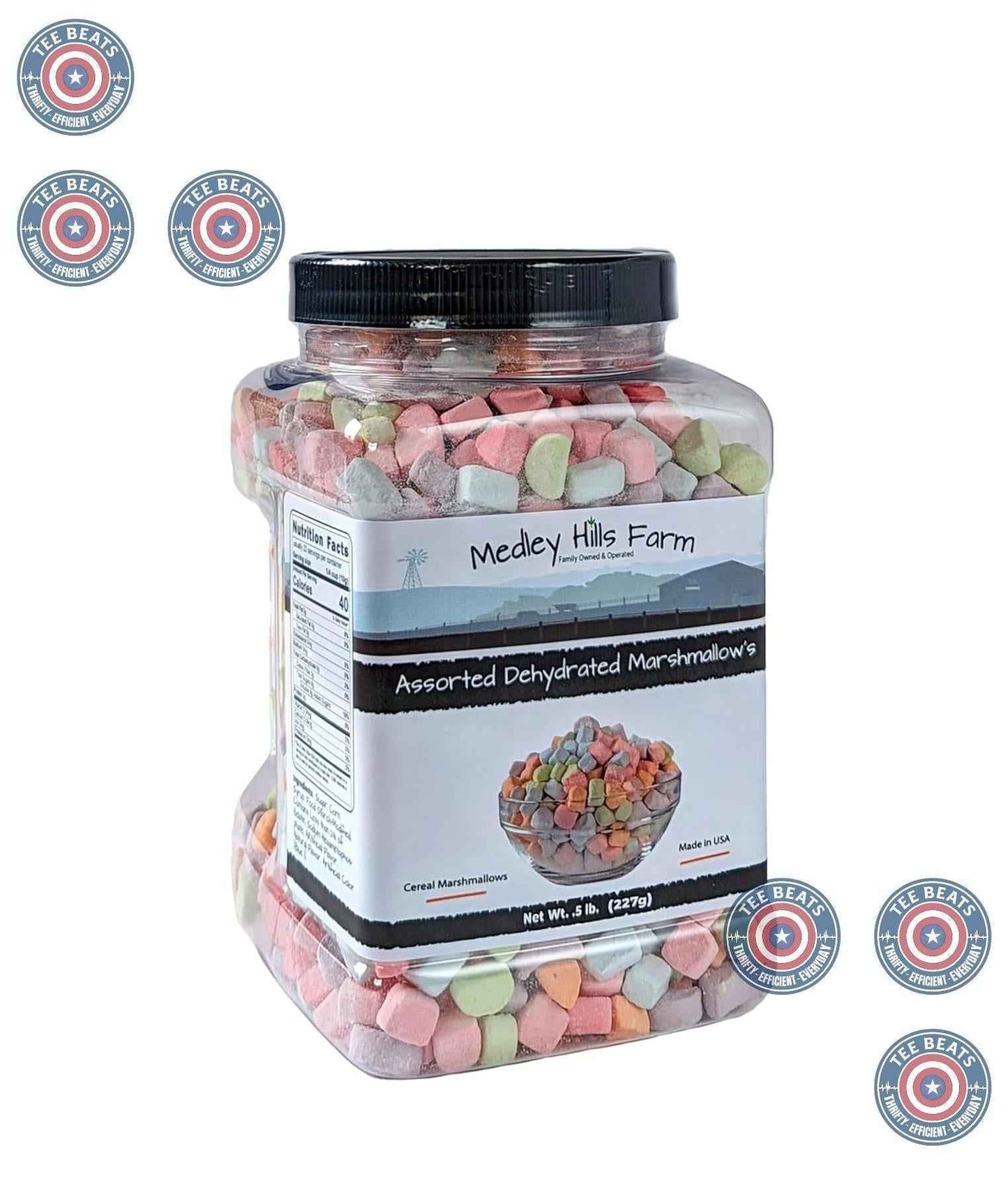 Medley Hills Farm Mini Dehydrated Marshmallows – Bright Multicolored Bits for Kids' Snacks and Lunchbox Treats