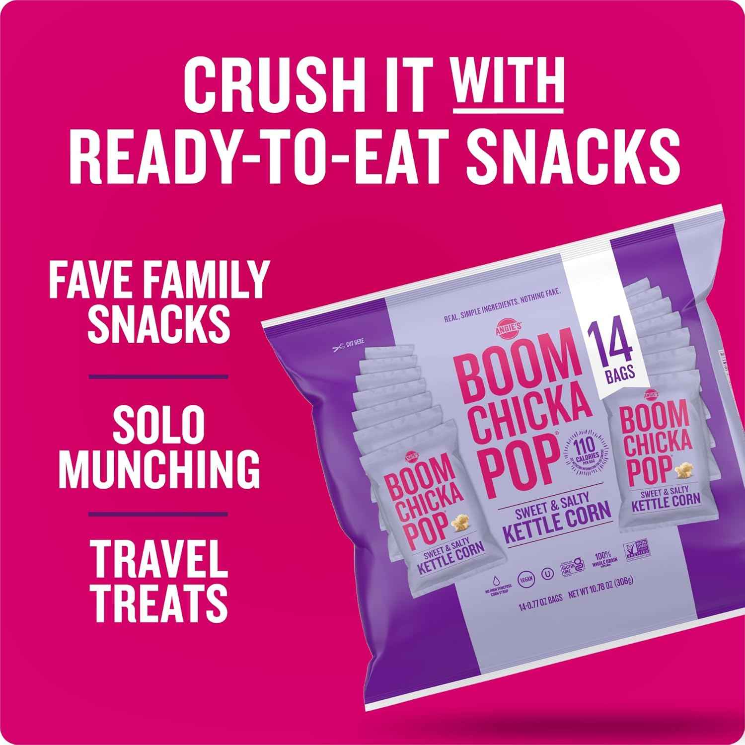 Angie's BOOMCHICKAPOP Kettle Corn Halloween Treat Bundle – 14-Count Individual Popcorn Bags as a Thoughtful Seasonal Hostess Gift