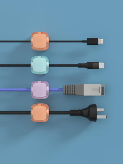 Minimalist Cable Clips for Clean Desk Setup — Small Magnetic Cord Holder in Neutral Tones, 8-Pack