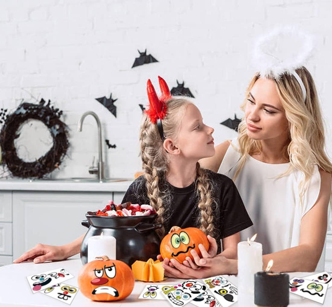 MiniPumpkin Peel-and-Stick Faces – Sharp-Tool-Free Pumpkin Decorating for Worry-Free Halloween
