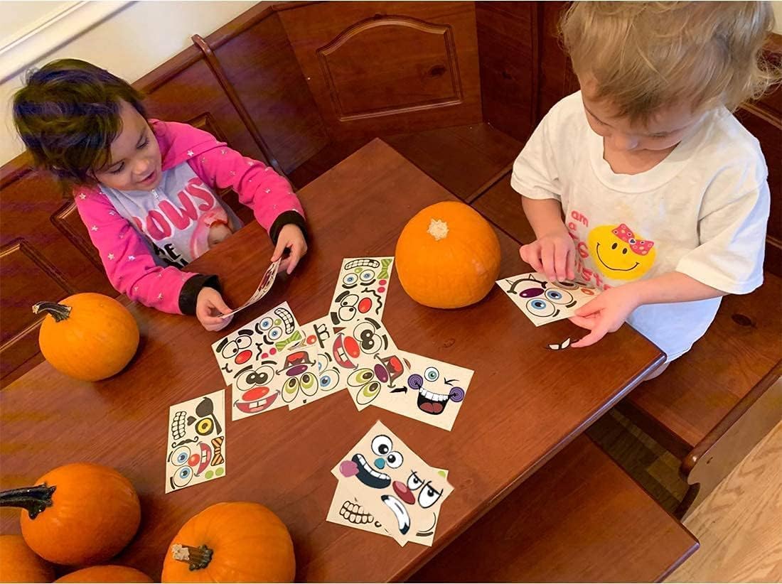 MiniPumpkin Peel-and-Stick Faces – Sharp-Tool-Free Pumpkin Decorating for Worry-Free Halloween