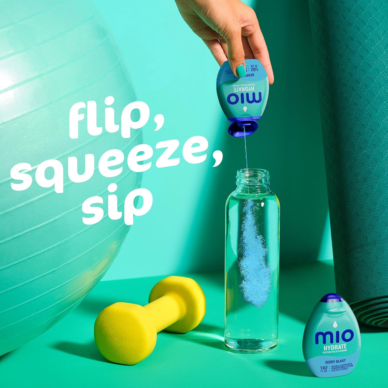 MiO Sport Berry Blast Liquid Water Enhancer – Electrolyte Squeeze Bottle for the Gym and Running Trail