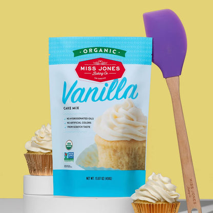 Miss Jones Baking Organic Yellow Cake Mix – Thoughtful Gift for Allergy-Aware Families, Vegan Vanilla Cake Mix Pack for Housewarmings and Holiday Hosting