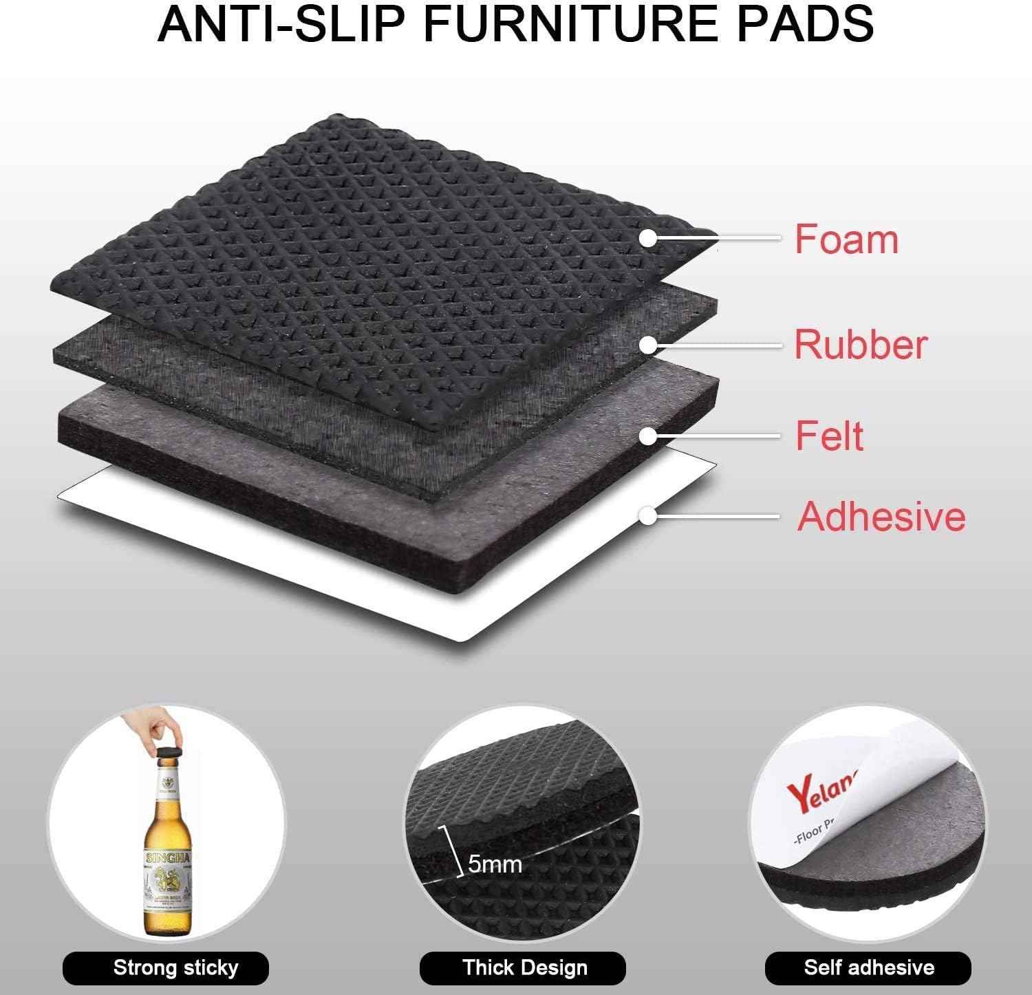 Yelanon Non Slip Furniture Pads – Nursery and Playroom Floor Protectors for Active Families