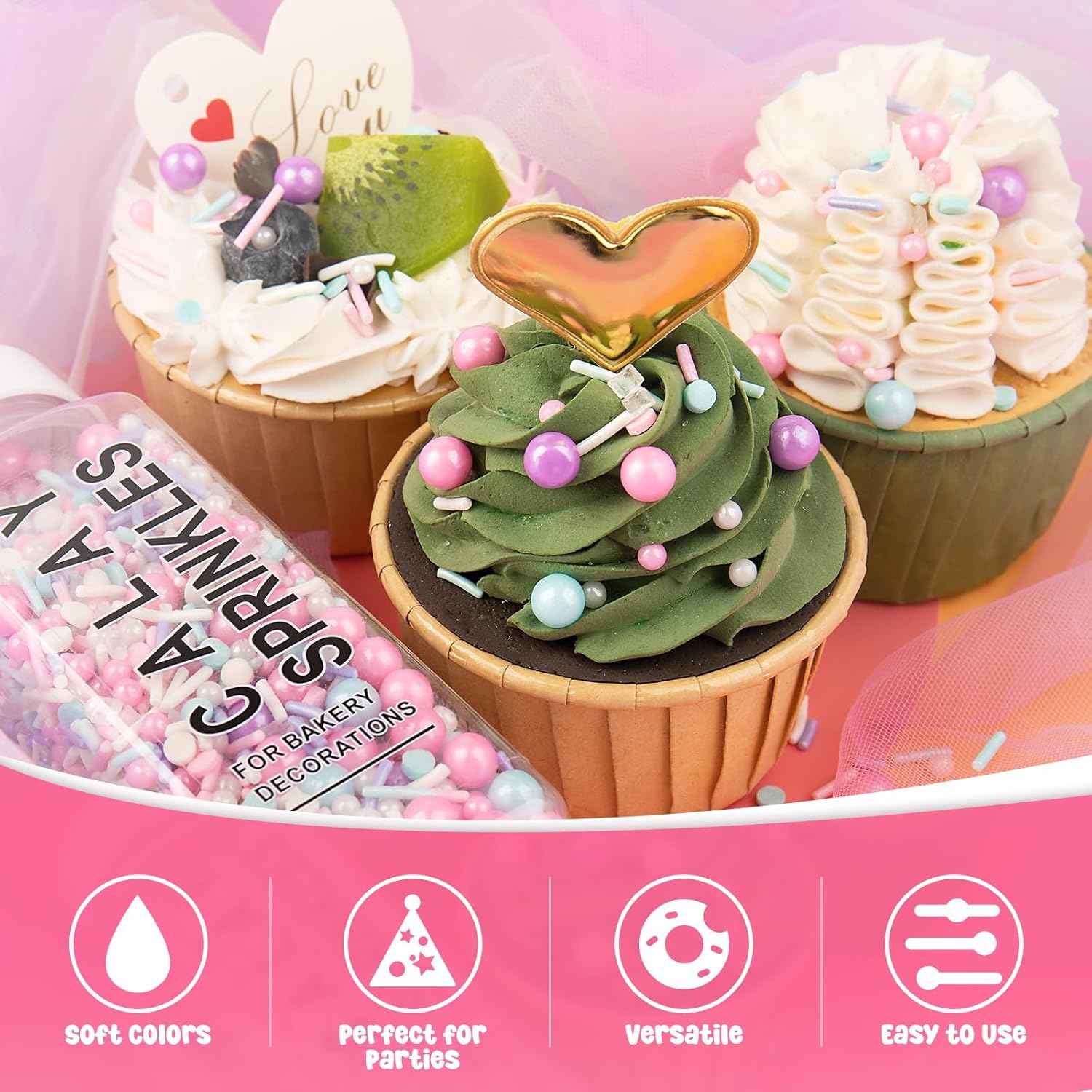 Pastel Sprinkle Jar – Aesthetic Baking Topping for Home Kitchen Display