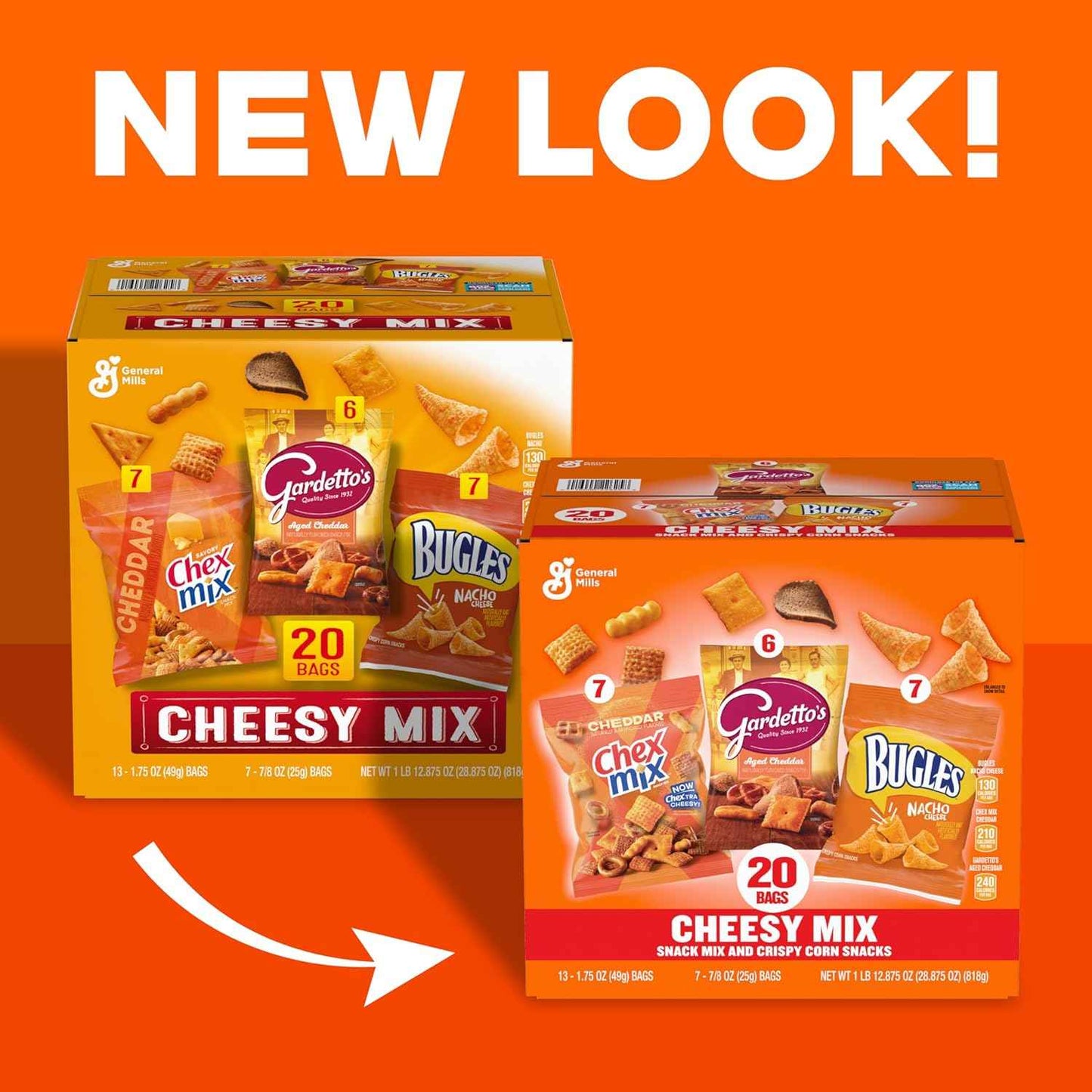 General Mills Cheesy Snack Variety Pack – Backyard Patio Party Snack Station, Cheddar Chex Mix, Nacho Bugles & Gardetto's Single-Serve