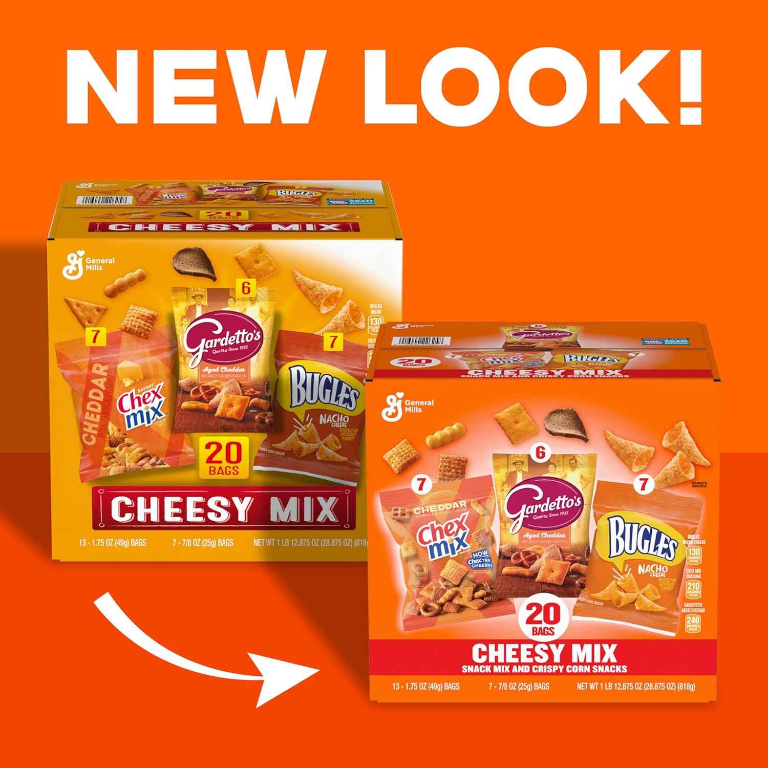 General Mills Cheesy Snack Variety Pack – Backyard Patio Party Snack Station, Cheddar Chex Mix, Nacho Bugles & Gardetto's Single-Serve