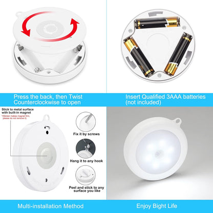 Mlambert 4 Pack Motion Sensor Accent Light, Warm White Stick-On LED for Cozy Bedroom and Hallway Ambiance
