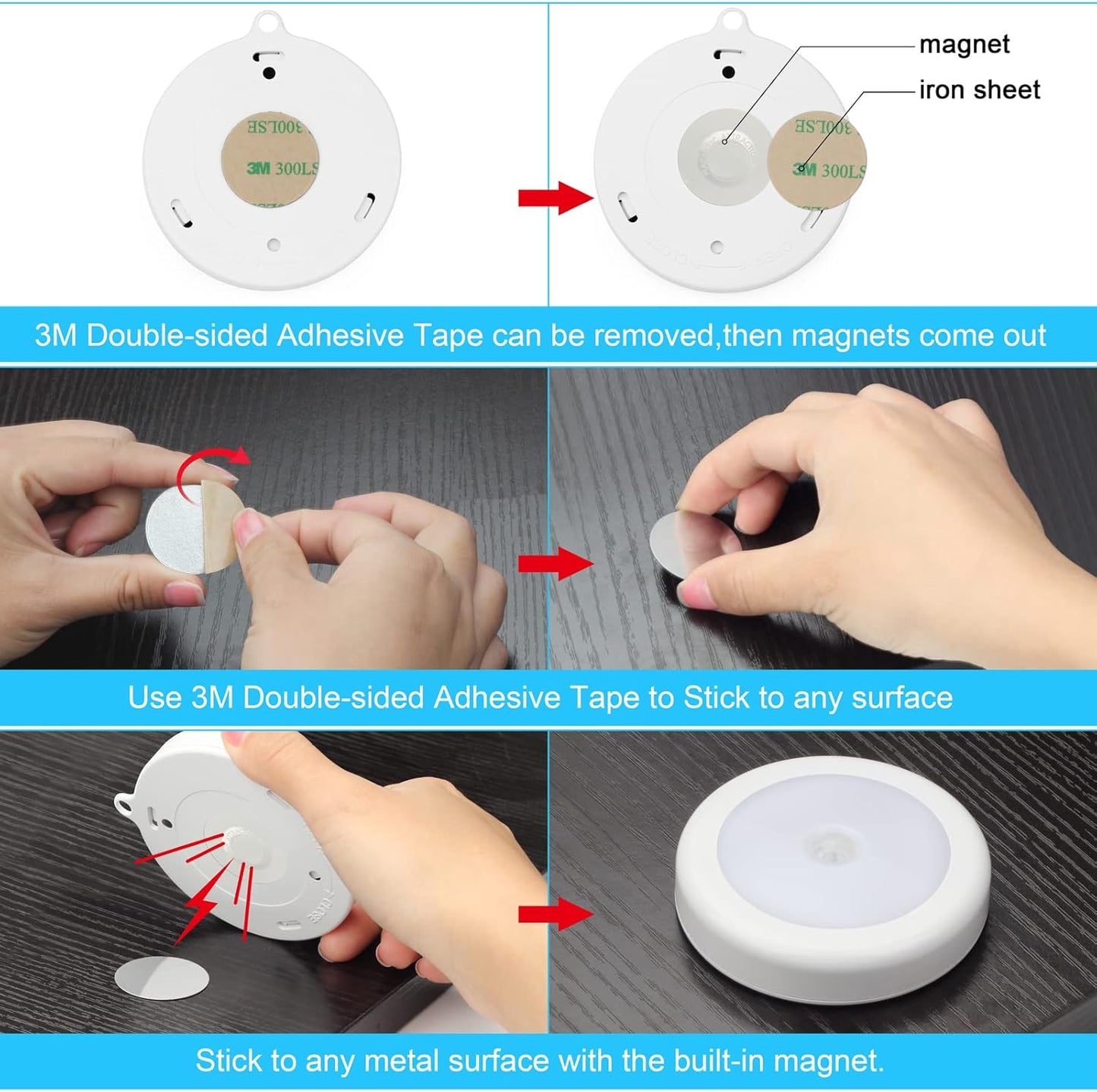 Mlambert 4 Pack Motion Sensor Accent Light, Warm White Stick-On LED for Cozy Bedroom and Hallway Ambiance