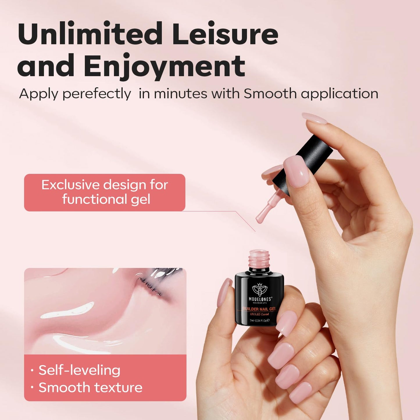 modelones Low-Odor Builder Gel 7-in-1 – Gentle At-Home Manicure for Sensitive Self-Care Nights