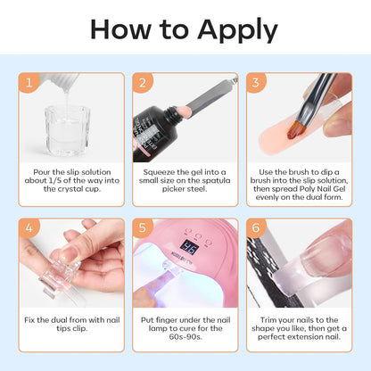 Modelones Poly Gel Slip Solution Bottle with Dual Brush – Valentine's Day Gift for Her Home Nail Studio