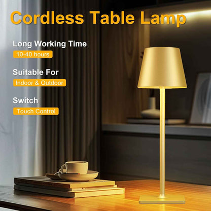 LEDLUX Minimalist Cordless Lamp – Clean Slim Profile Light for Uncluttered Spaces, Touch Control 2-Pack