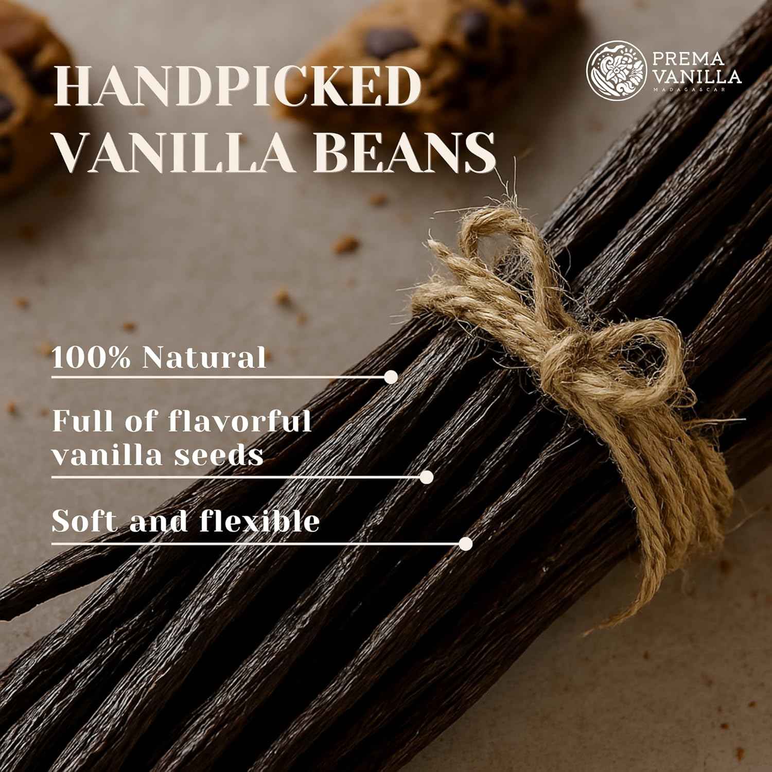 PREMA VANILLA Bourbon Vanilla Beans – Clean-Eating Pantry Staple for Natural Sweetening, Gluten-Free Pods
