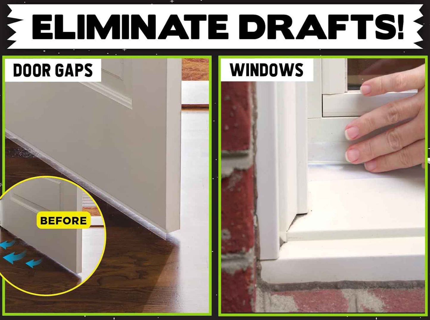 Alien Draft Seal – Invisible Draft Stopper for Bedroom Windows and Front Door Entryways