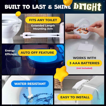 LooLume Toilet Night Light – Color Changing LED Bathroom Decor Accent with Polished Finish