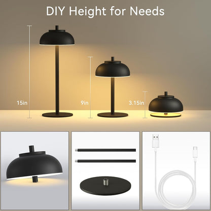 Moragin Matte Metal Rechargeable Accent Lamps 14-Inch – Dimmable Bedside Lamps for Cozy Home Ambiance