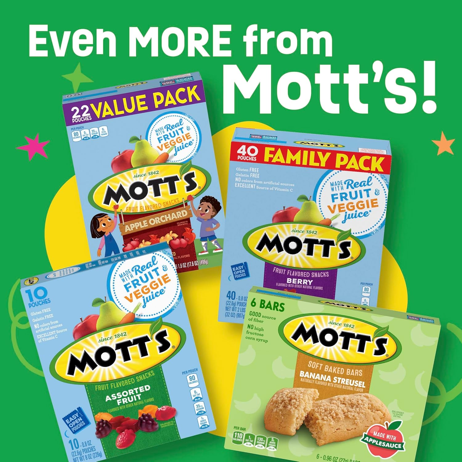 Mott's Soft Baked Bars – Pantry Snack for Calorie-Conscious Diets, 110 Calorie Soft Bar