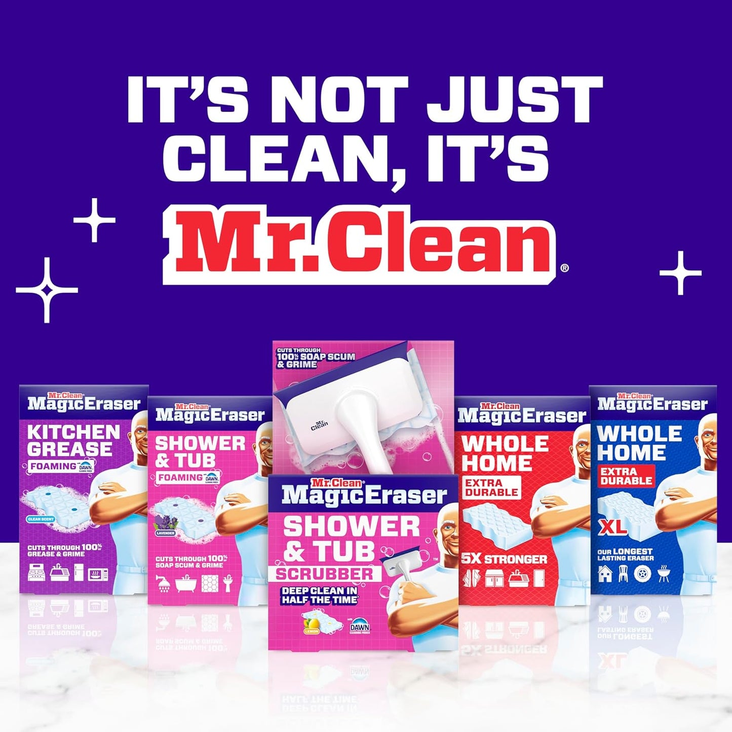 Mr. Clean Magic Eraser Shower & Tub Scrubber, One Tool Replaces Sprays Sponges and Squeegees for an Uncluttered Bathroom