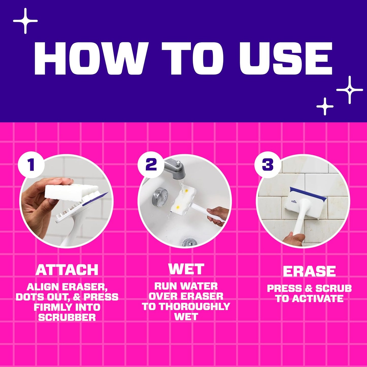 Mr. Clean Magic Eraser Shower & Tub Scrubber, One Tool Replaces Sprays Sponges and Squeegees for an Uncluttered Bathroom