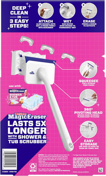 Mr. Clean Magic Eraser Shower & Tub Scrubber, One Tool Replaces Sprays Sponges and Squeegees for an Uncluttered Bathroom