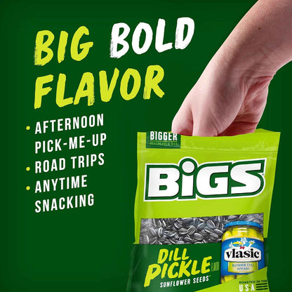 BIGS Sunflower Seeds Vlasic Dill Pickle Flavor 5.35 oz – Slow-Burn Desk Snack for Mindful Eating and Portion Control