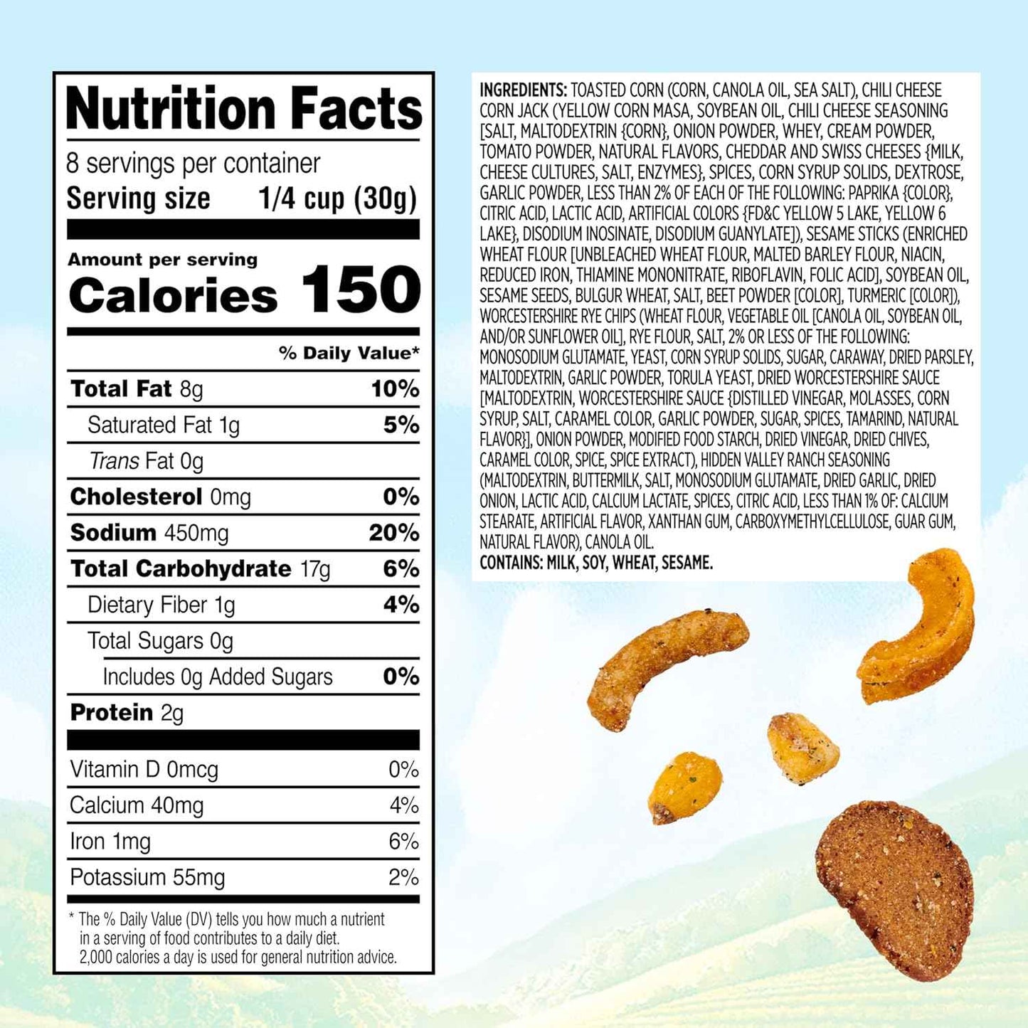 Snak Club Ranch Crunch Mix – Sugar-Free Office Desk Drawer Snack for Mid-Afternoon Focus Breaks, 8 oz