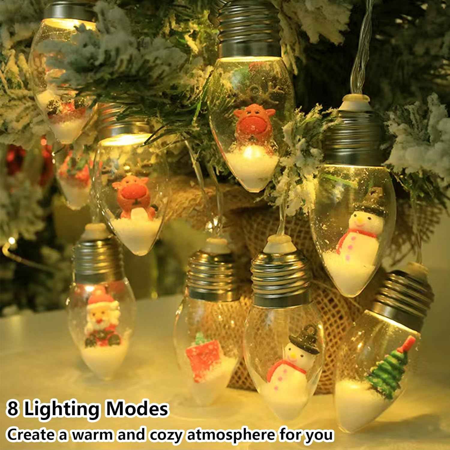 Aomike LED Snow Globe Lights – Affordable Stocking Stuffer and Secret Santa Present, 6.8ft Battery String Warm White