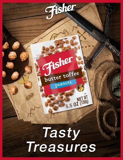 Fisher Snack Butter Toffee Peanuts – Pantry Snack for Clean Ingredient Wellness, 5g Protein Per Serving