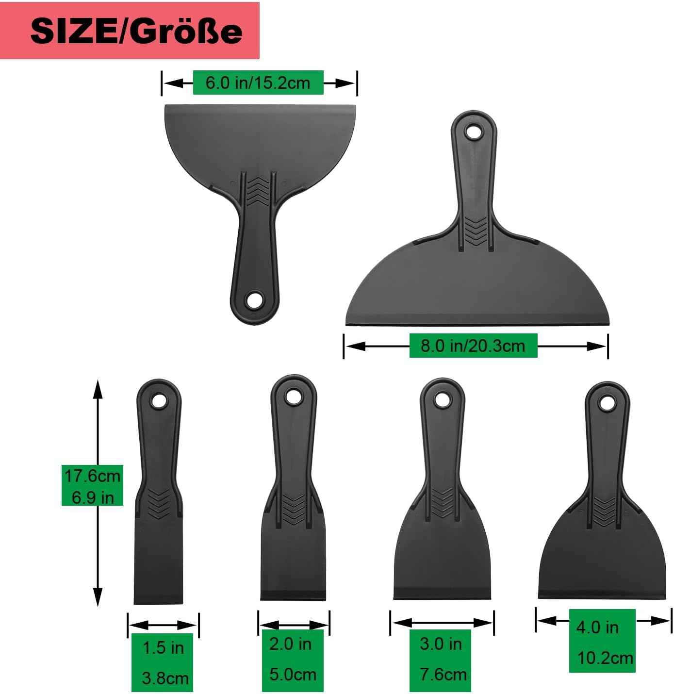 Putty Knife 6 Pack – Efficient Home Office Renovation Tools, Quick Spackle Scrapers for Focused DIY Sessions