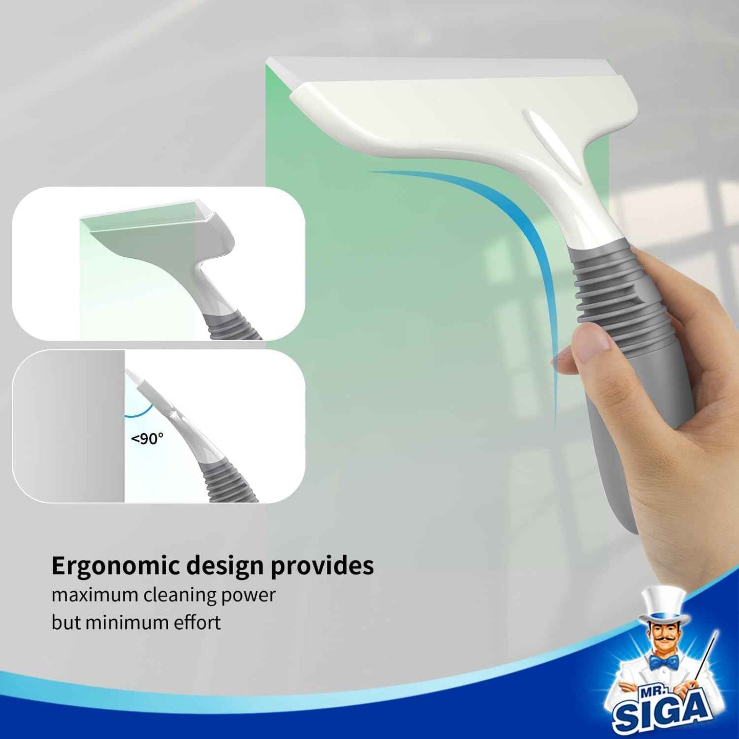 MR.SIGA Silicon Shower Squeegee – White & Gray Bathroom Accessory for Spa-Style Ensuite Decor