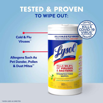 Lysol Disinfecting Wipes Bundle – Flameless Germ-Kill Starter Kit for Kitchens, Pet-Safe Daily Surface Sanitizing, 80 Count