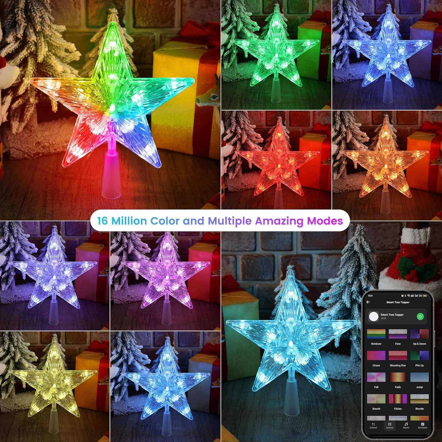 Brizled Smart LED Star – Cozy Bedroom and Family Room Accent with App-Controlled RGB Color and Holiday Presets