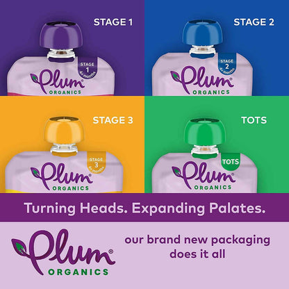 Plum Organics Organic Baby Food Pouches – USDA Certified Non-GMO Stage 2 Puree with Resealable Cap, 4 oz Safe Travel Pack of 4