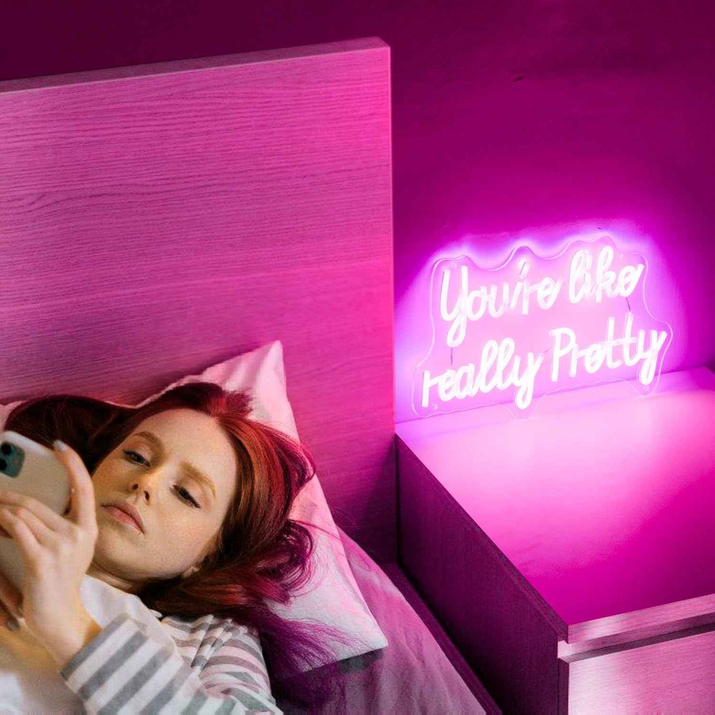 You like really pretty LED Neon Sign – Single Phrase Pink Neon for Clean Modern Walls, 15 x 9 Inch Slim Design