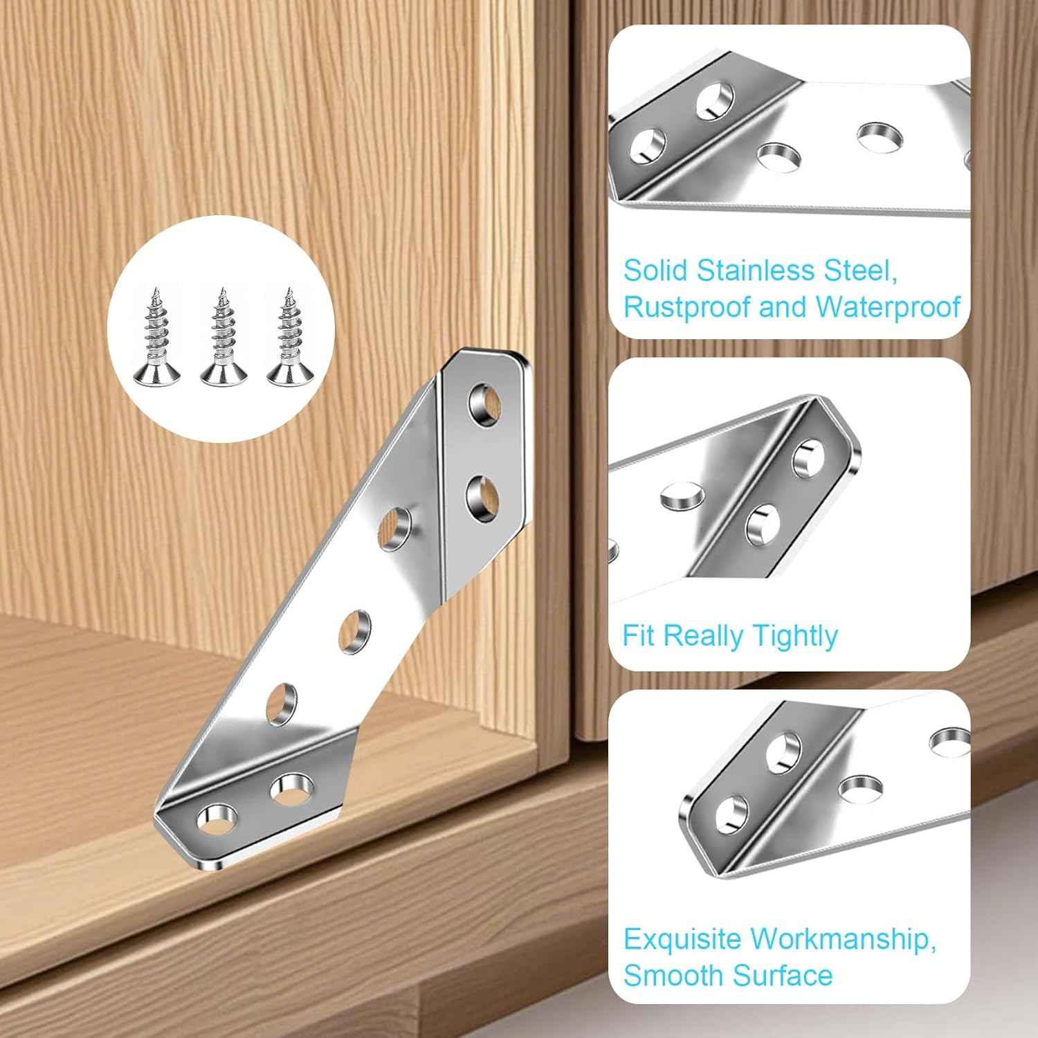 Corner Bracket Co. Child Safe Corner Brackets for Furniture, Secure Reinforcement to Stop Wobbly Tables and Bed Frames