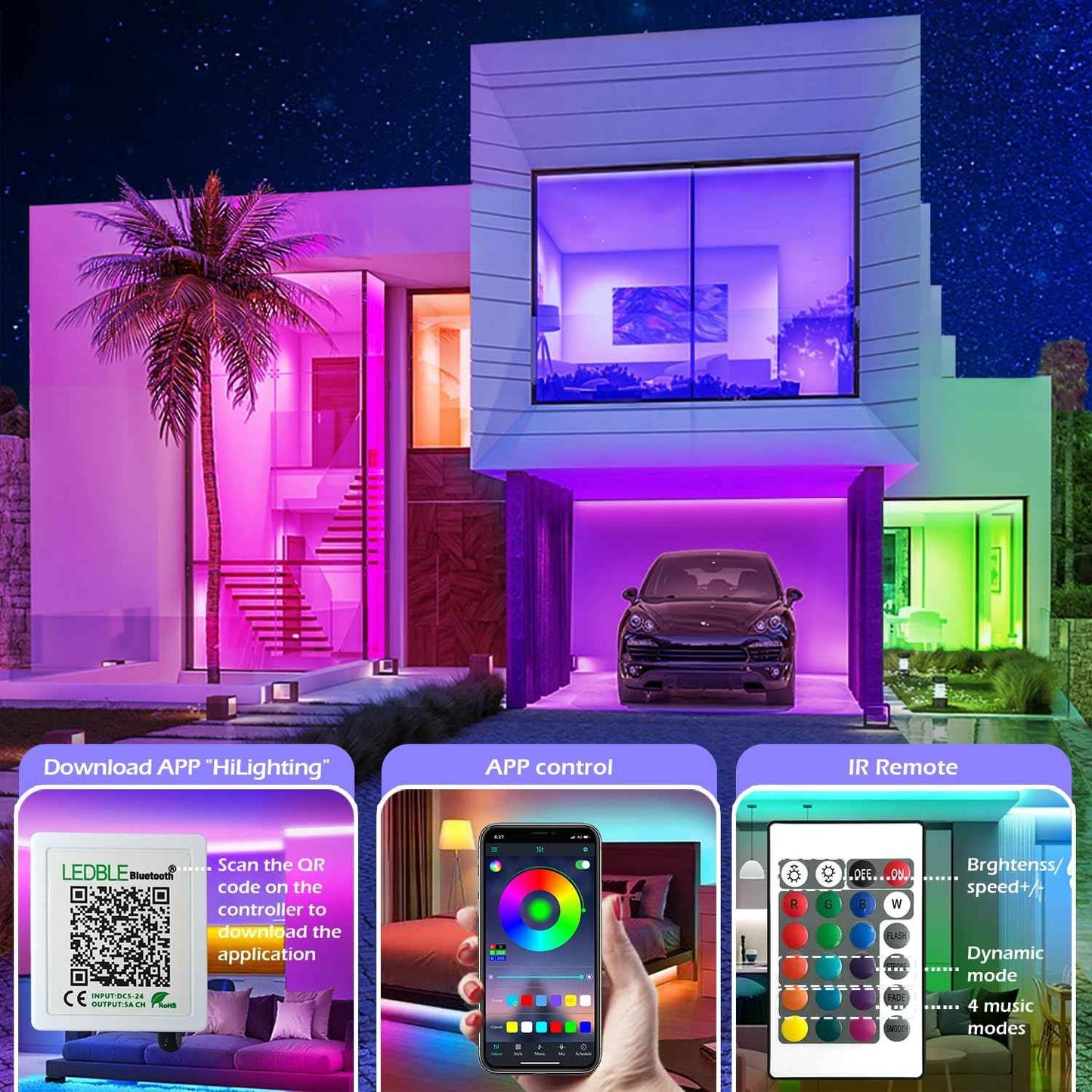 HiLighting 300FT LED Strip Lights Flameless and Cool to Touch – Safer Alternative to Candles for Kids Bedroom and Pet Friendly Homes