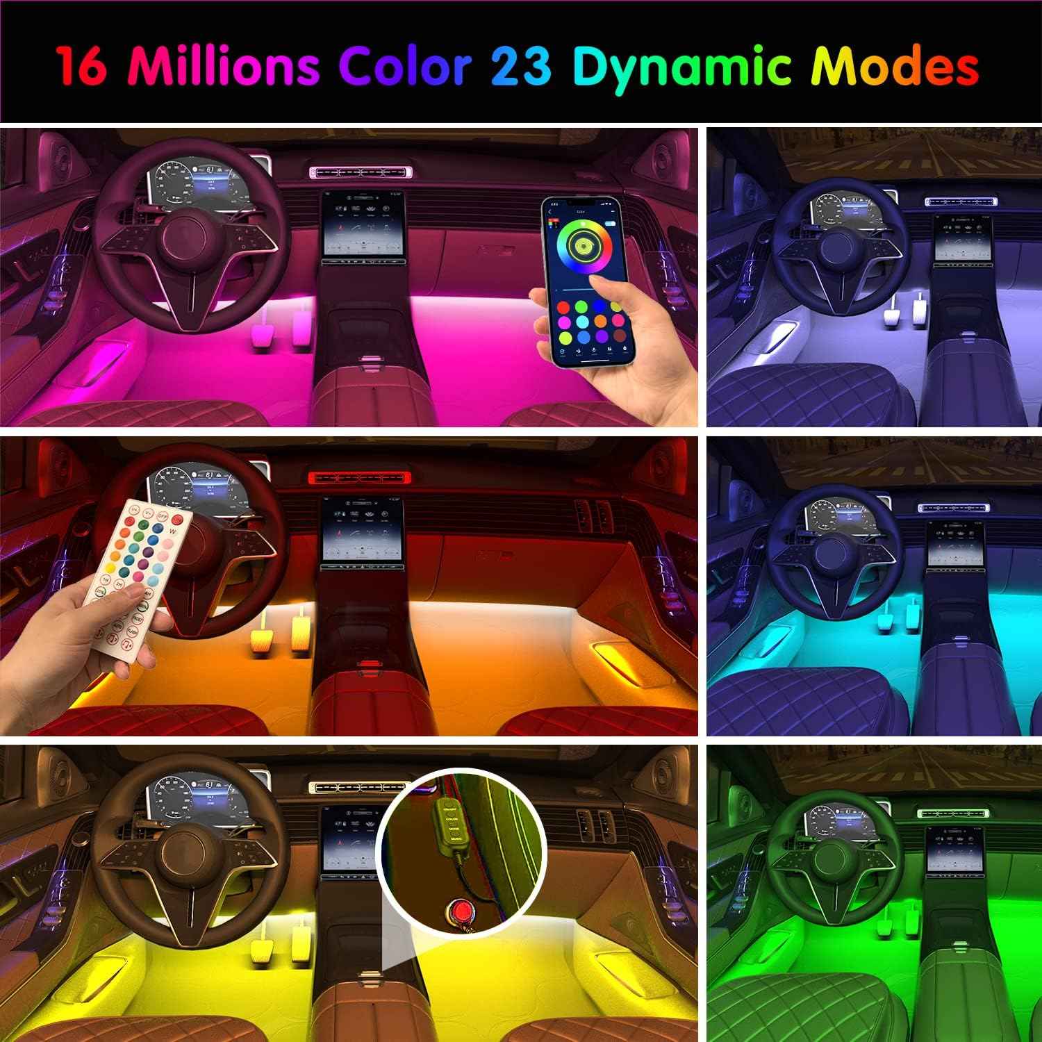 Keepsmile Interior Car Lights – Birthday Gift for Car Lovers, RGB Under Dash Lighting with Music Sync