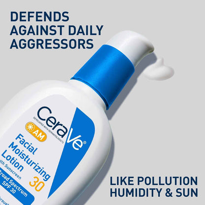CeraVe AM Facial Moisturizing Lotion SPF 30 – One-Step Sunscreen & Moisturizer for Streamlined Routines