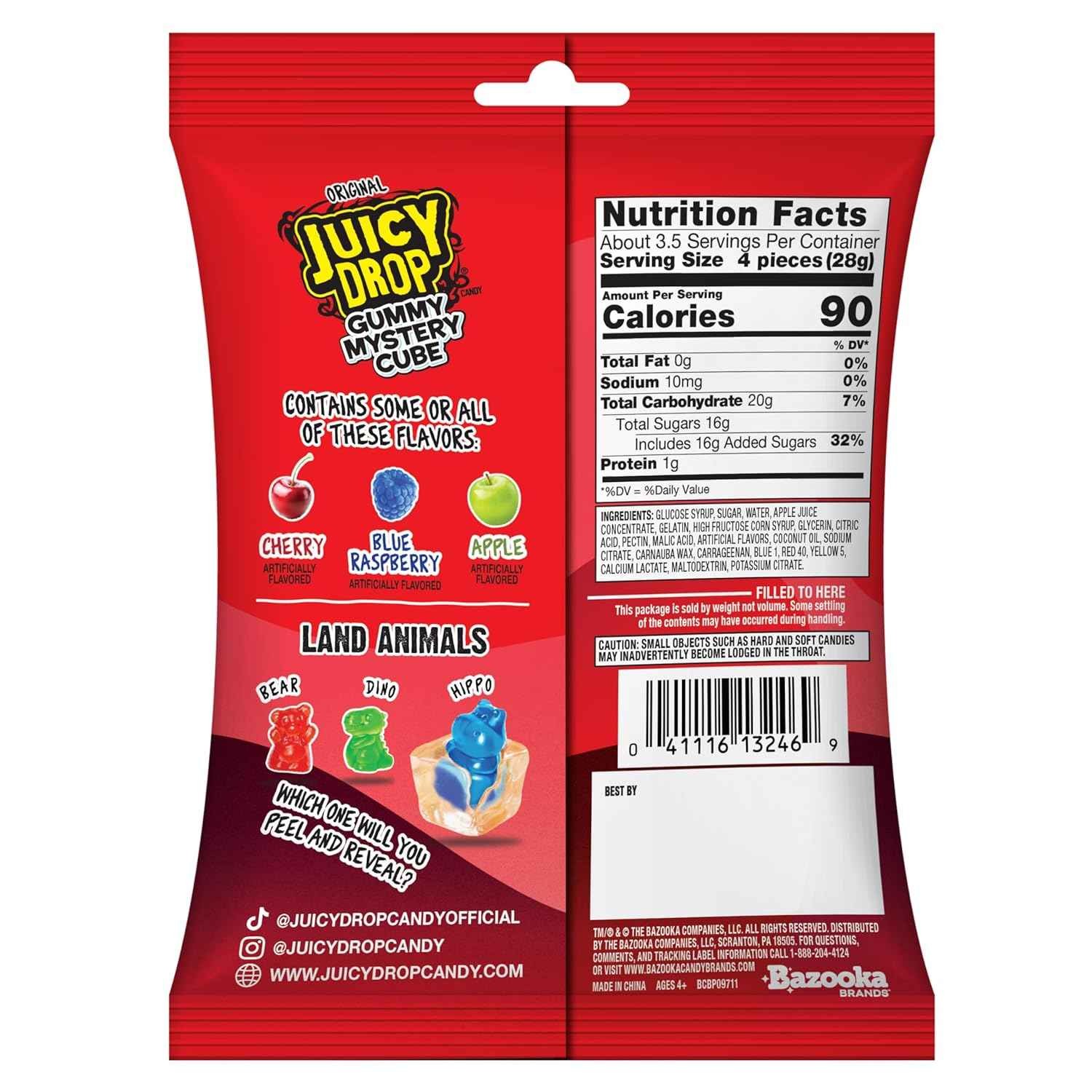 Juicy Drop Mystery Gummy Cubes – Road Trip and Travel Snack for Families, Wild Berry 3.5oz