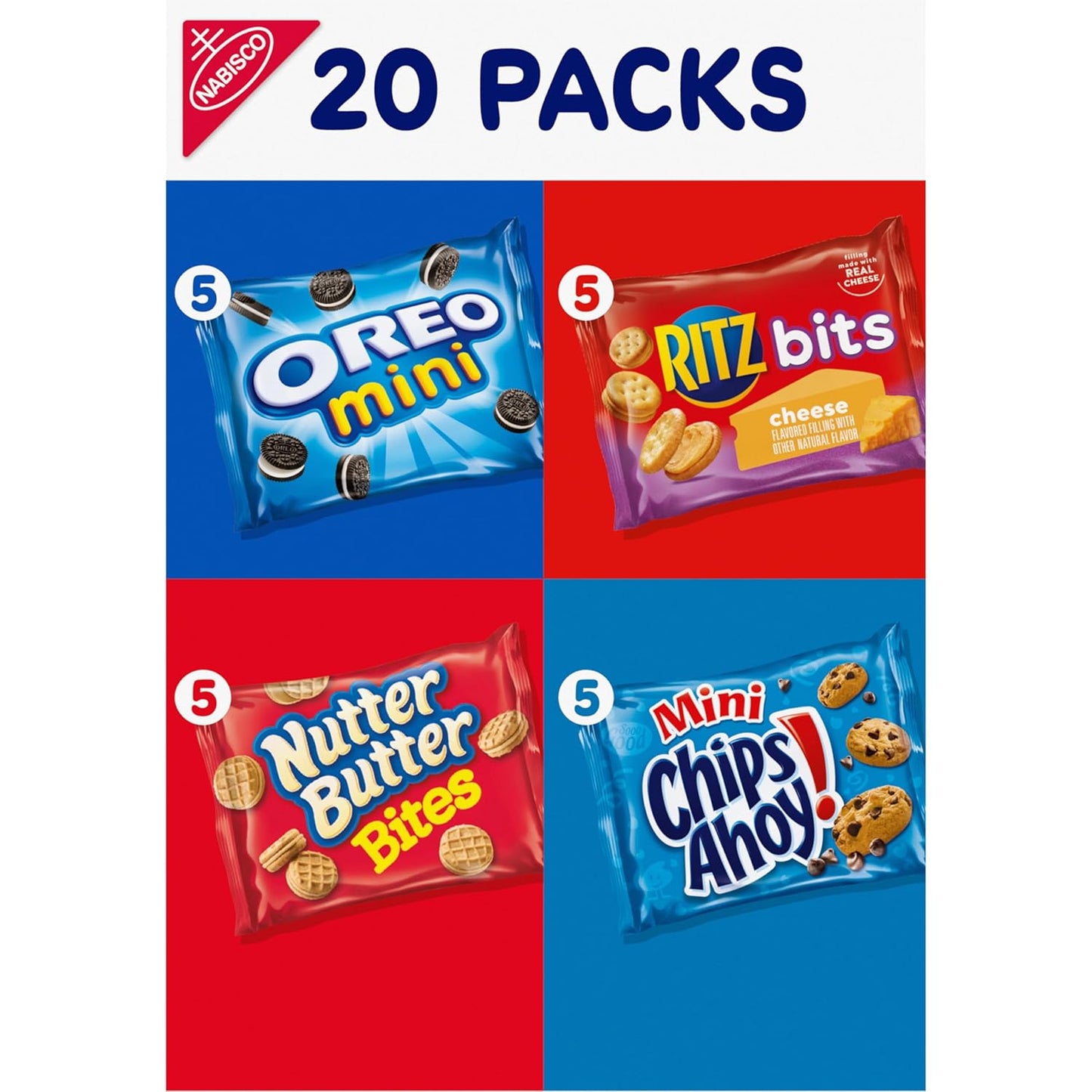 Nabisco Classic Mix Variety Pack – Pre-Portioned Lunchbox Snacks for School and Home, 20 Individually Wrapped Packs