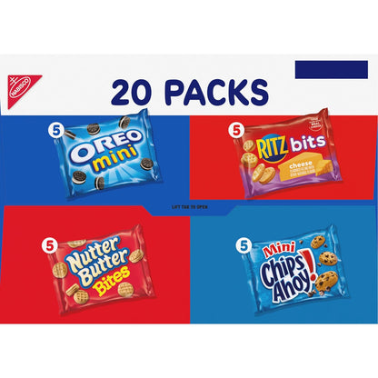 Nabisco Classic Mix Variety Pack – Pre-Portioned Lunchbox Snacks for School and Home, 20 Individually Wrapped Packs