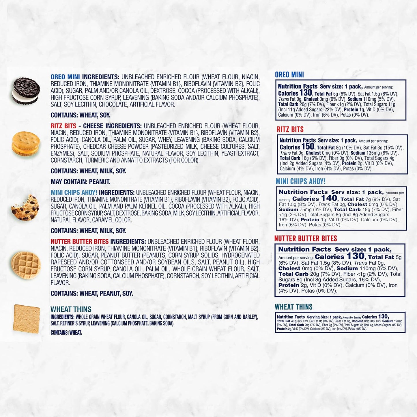 Nabisco Cookie & Cracker Variety Pack – Birthday Goodie Bag Stuffer for Kids, 50 Mini Snack Packs
