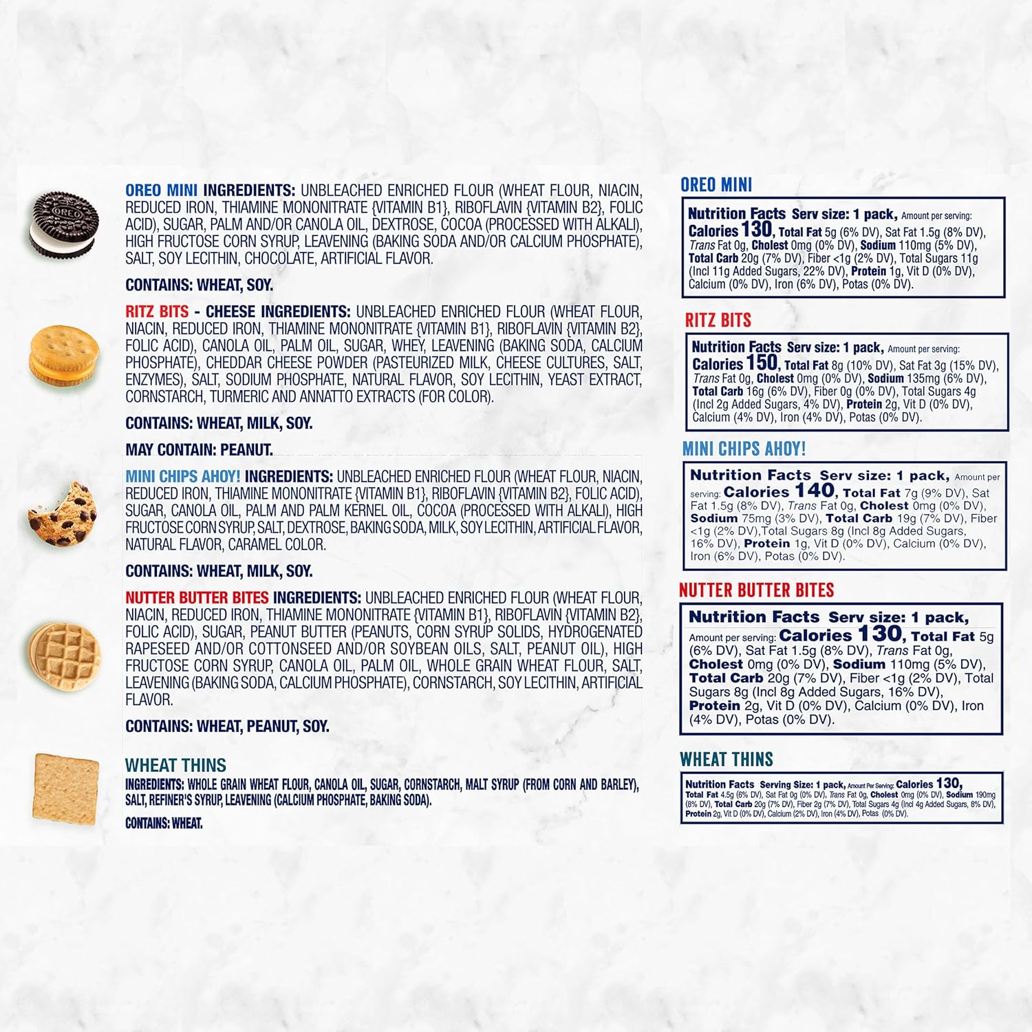 Nabisco Cookie & Cracker Variety Pack – Birthday Goodie Bag Stuffer for Kids, 50 Mini Snack Packs