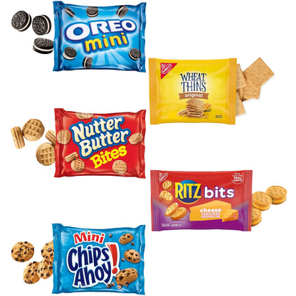 Nabisco Cookie & Cracker Variety Pack – Birthday Goodie Bag Stuffer for Kids, 50 Mini Snack Packs