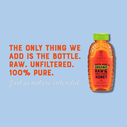 Nate's Organic Pure Honey – Minimalist Kitchen Pantry Staple, Clean-Label Sweetener for Coffee and Baking