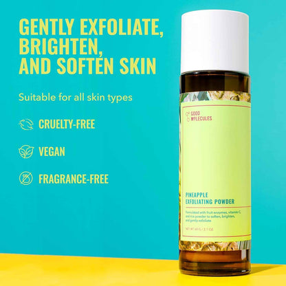 Good Molecules Pineapple Exfoliating Powder - Mindful Self-Care Ritual for Bedside Vanity, Weekly Brightening Face Treatment