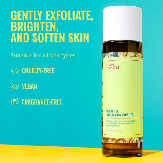 Good Molecules Pineapple Exfoliating Powder - Mindful Self-Care Ritual for Bedside Vanity, Weekly Brightening Face Treatment