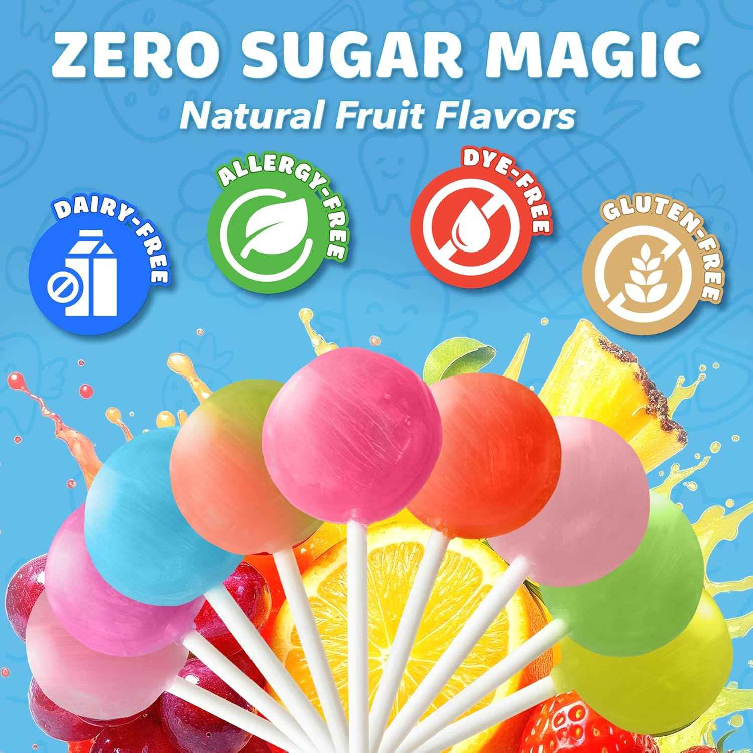 Zollipops Clean Teeth Lollipops – Healthy Candy for Toddler Road Trips and Potty Training Rewards, Dentist Approved Sugar Free 5.2oz