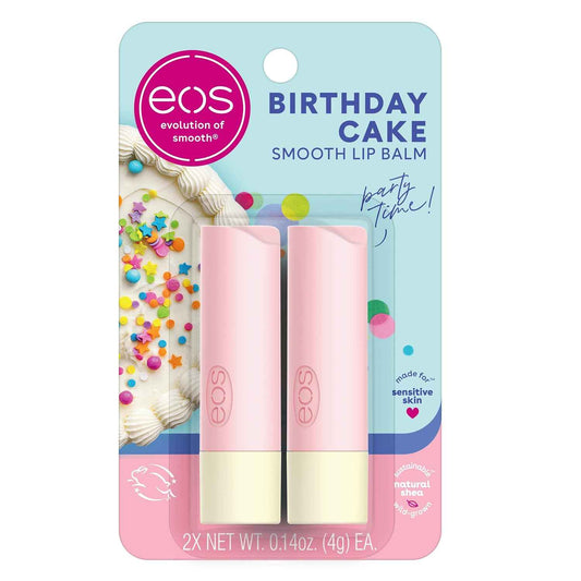 eos Natural Shea Lip Balm Birthday Cake – Gentle Hypoallergenic Moisturizer for Children, No Mess Vanilla Scent