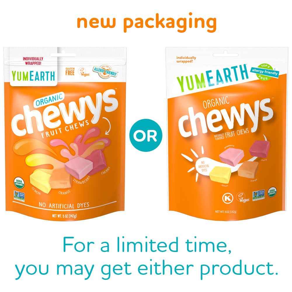 YumEarth Organic Fruit Flavored Chewys – Individually Wrapped Candy for Kids Birthday Treat Bags